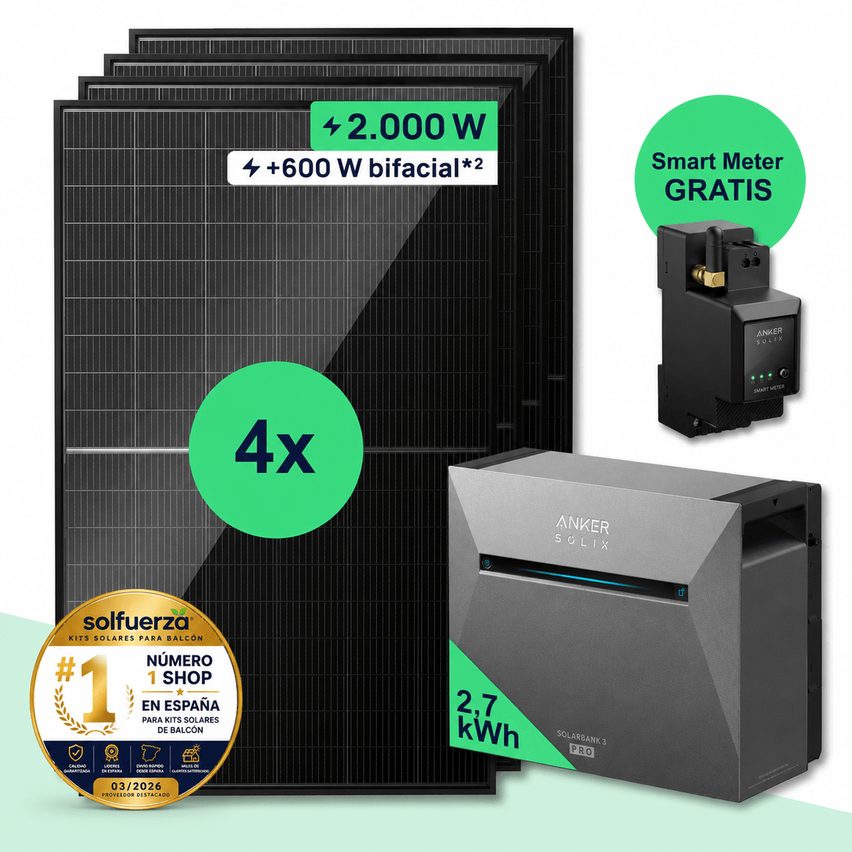 Kit solar SolFuerza Starter 2000W con batería Anker SOLIX