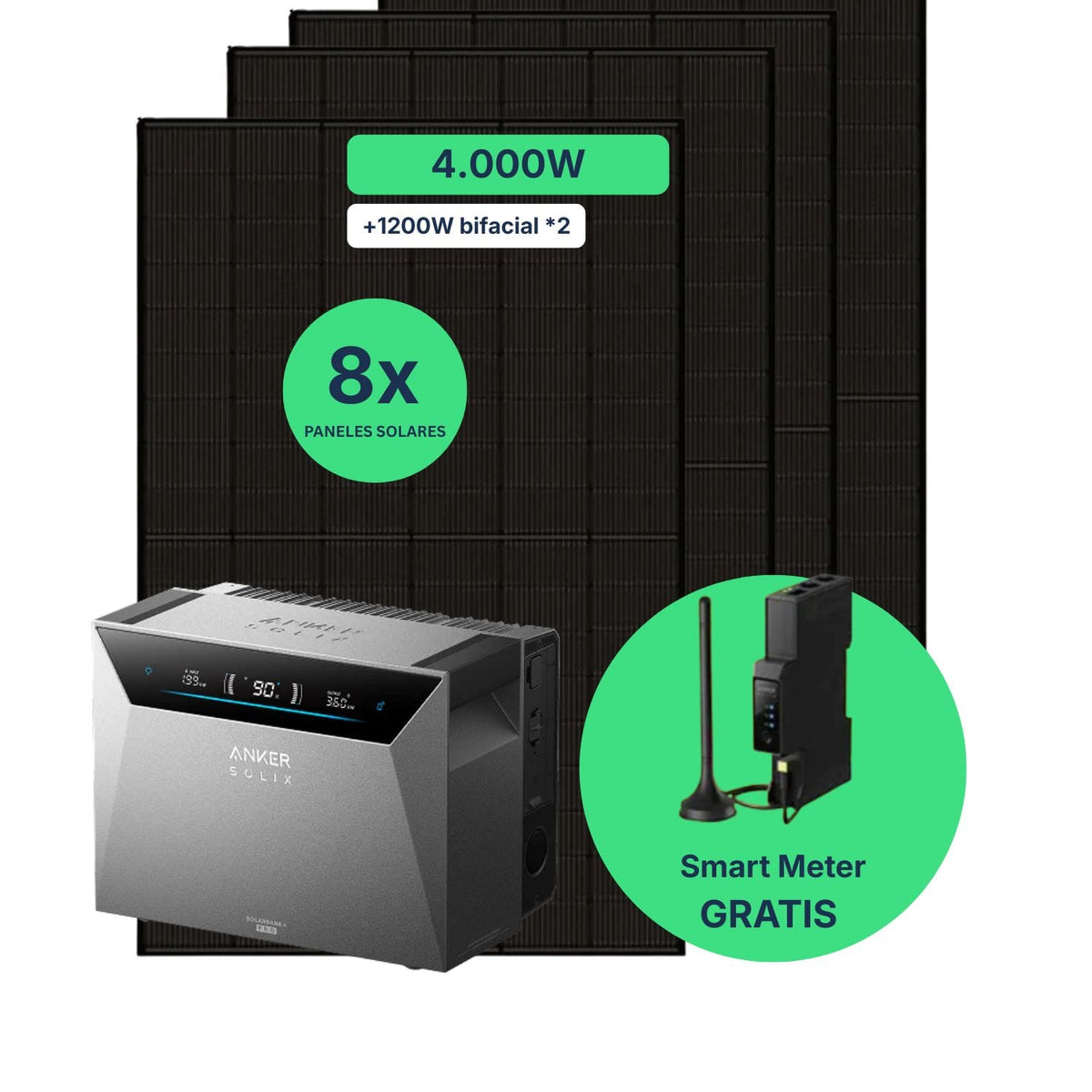 Kit Solar 4000W con Batería Anker SOLIX Solarbank 4 Pro para Autoconsumo | Plug & Play