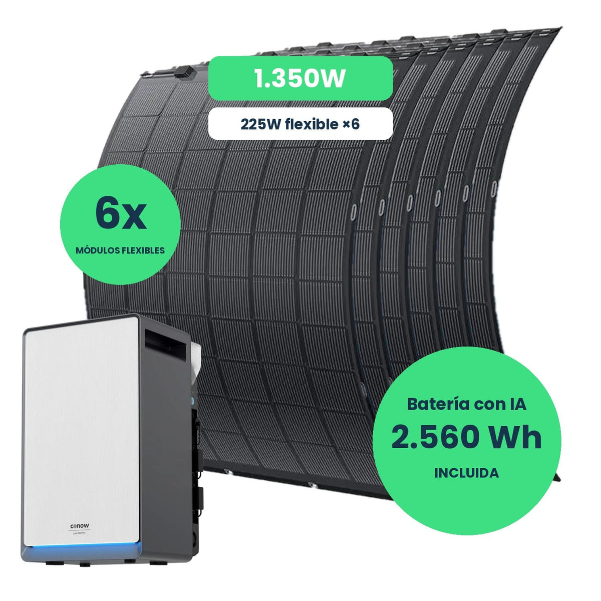 Kit Solar 1350W con Batería Conow Lyra 2500 Pro para Autoconsumo