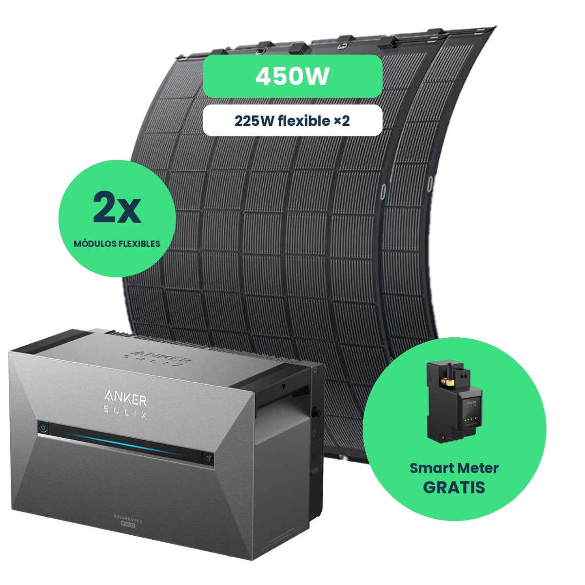Kit Solar 450W con Batería Anker SOLIX Solarbank 3 Pro para Autoconsumo