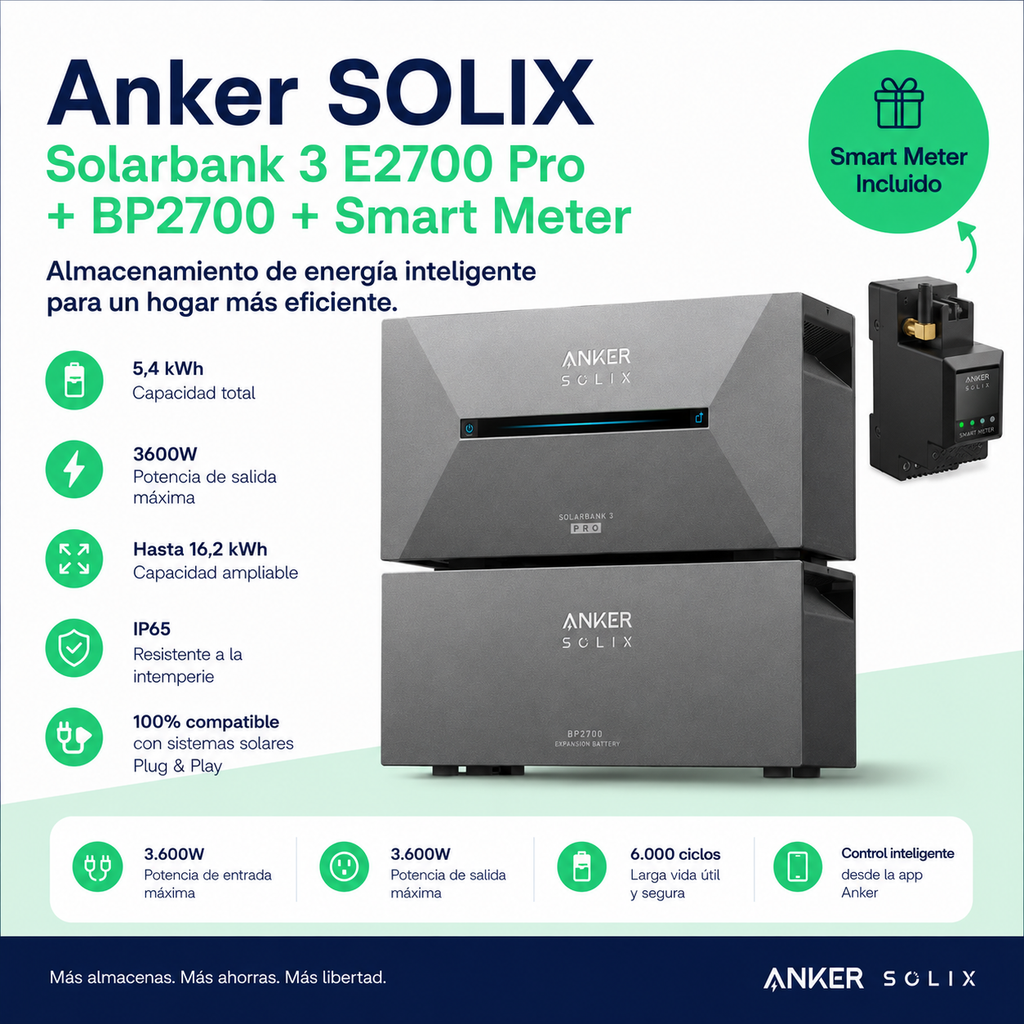 🔋 Anker SOLIX Solarbank 3 E2700 Pro + Anker SOLIX BP2700 + Smart Meter