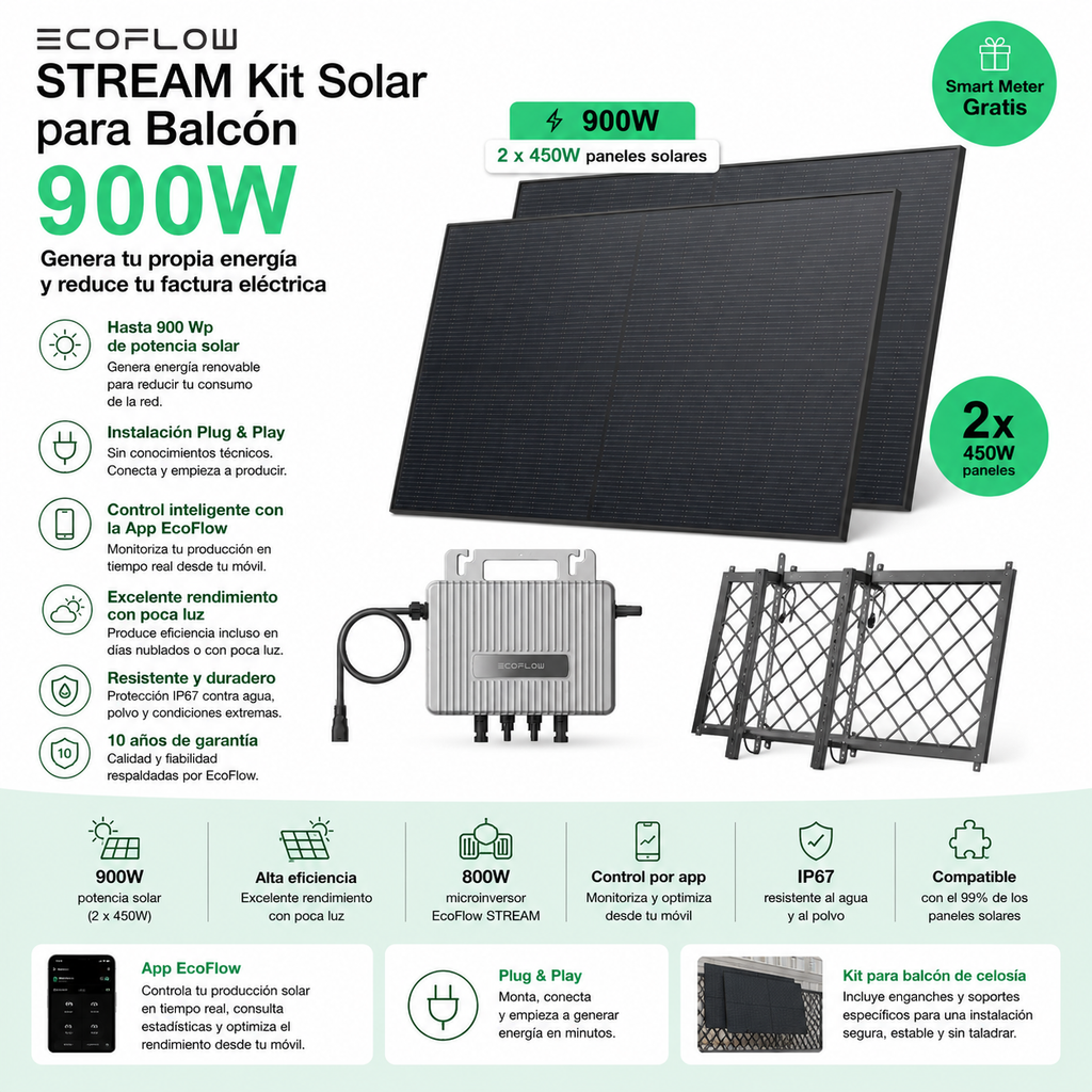 EcoFlow STREAM Kit Solar para Balcón 900W