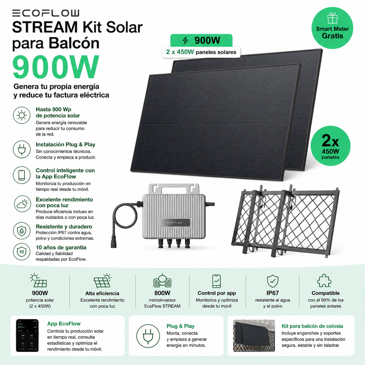 EcoFlow STREAM Kit Solar para Balcón 900W
