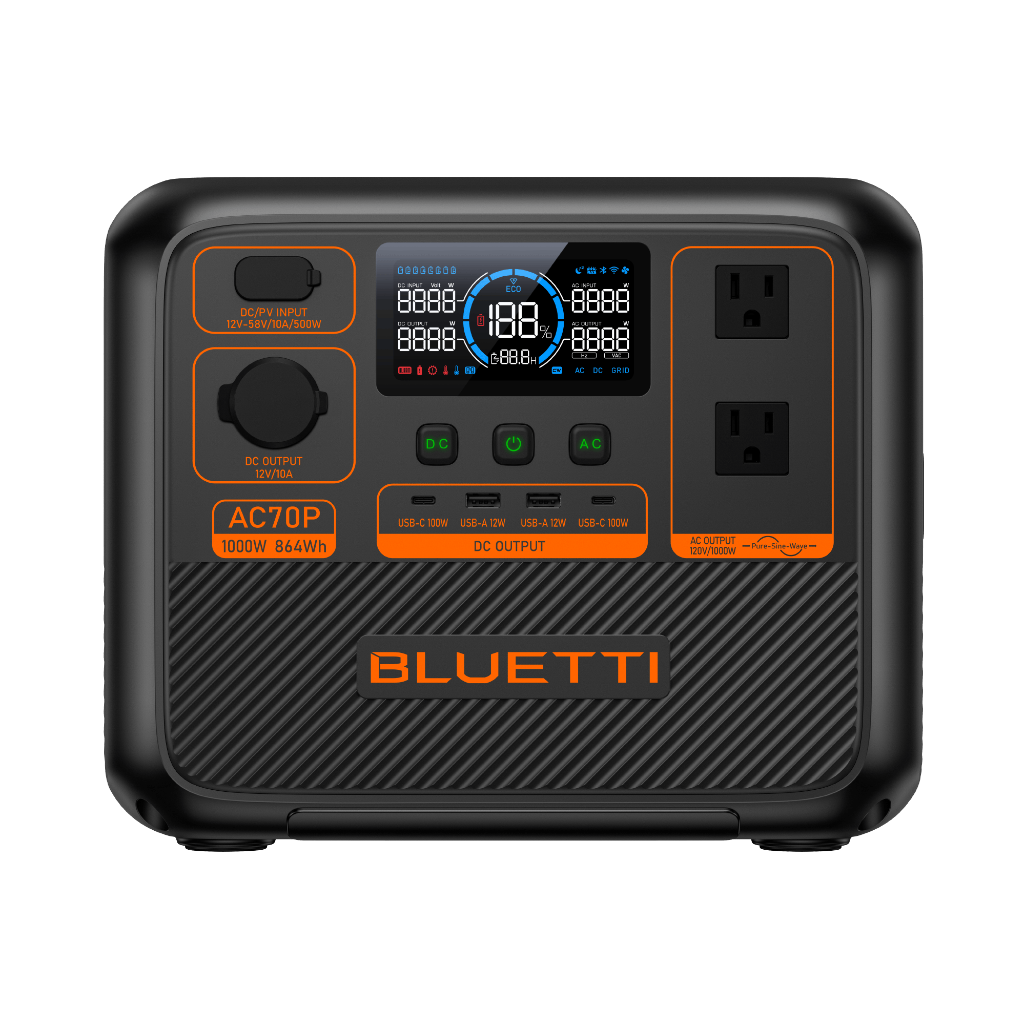 BLUETTI AC70P Estación de Energía Portátil 864Wh