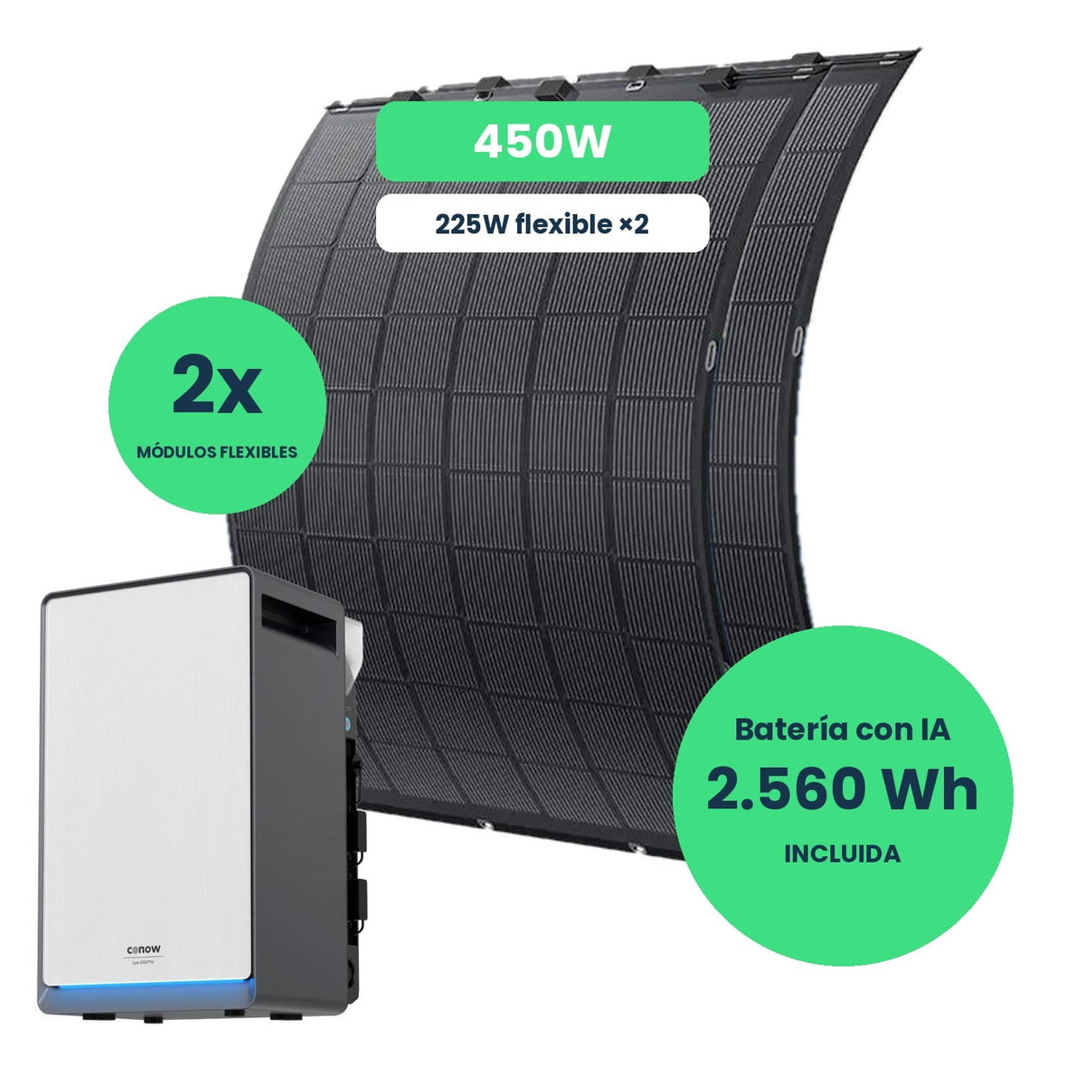 Kit Solar 450W con Batería Conow Lyra 2500 Pro para Autoconsumo | Plug & Play