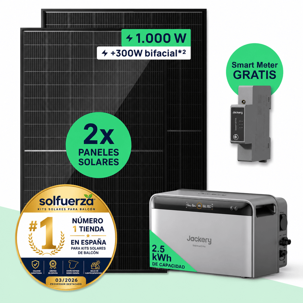 SolFuerza Starter 1000W + Jackery SolarVault 3 Pro kit solar balcón