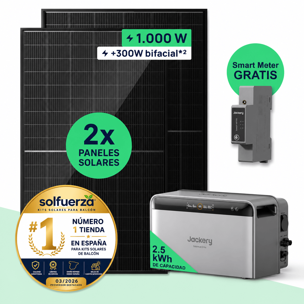 SolFuerza Starter 1000W + Jackery SolarVault 3 Pro kit solar balcón