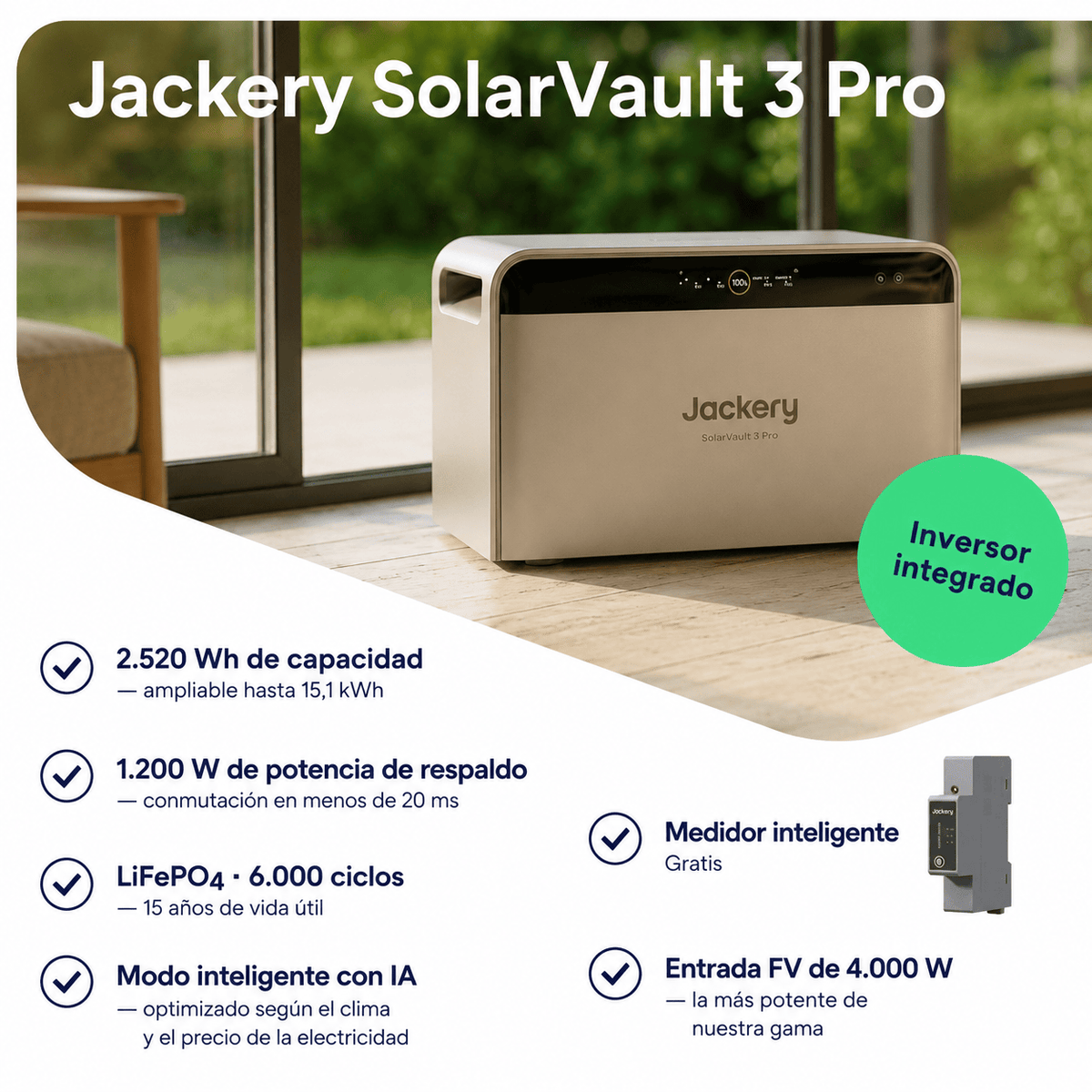 SolFuerza Starter 1000W Jackery batería 2,5 kWh Smart Meter incluido