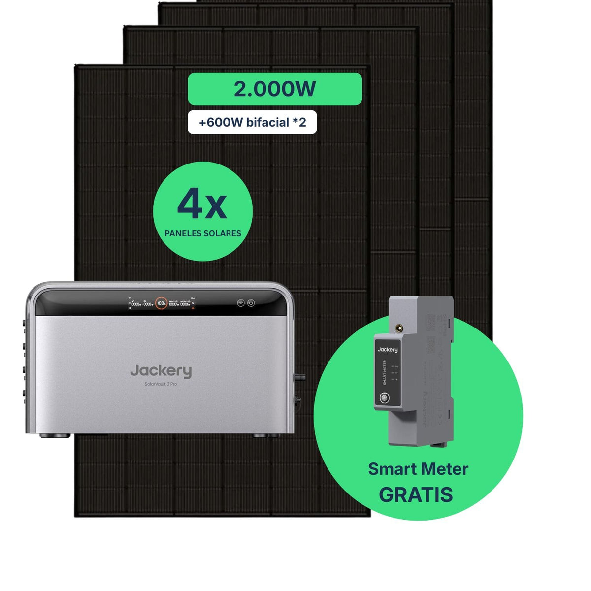 Kit Solar 2000W con Batería Jackery SolarVault 3 Pro para Autoconsumo | Plug & Play