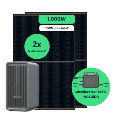 Kit Solar 1000W con batería Marstek Saturn B2500-D, 2 paneles Jolywood 500W y microinversor Saturn M