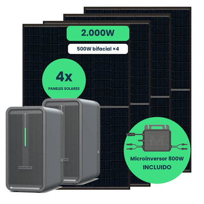 Kit Solar 2000W con 2 baterías Marstek Saturn B2500-D, 4 paneles Jolywood 500W y microinversor Saturn M
