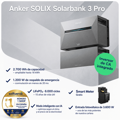 Anker SOLIX Solarbank 3 Pro vista frontal – Sistema solar balcón Plug and Play