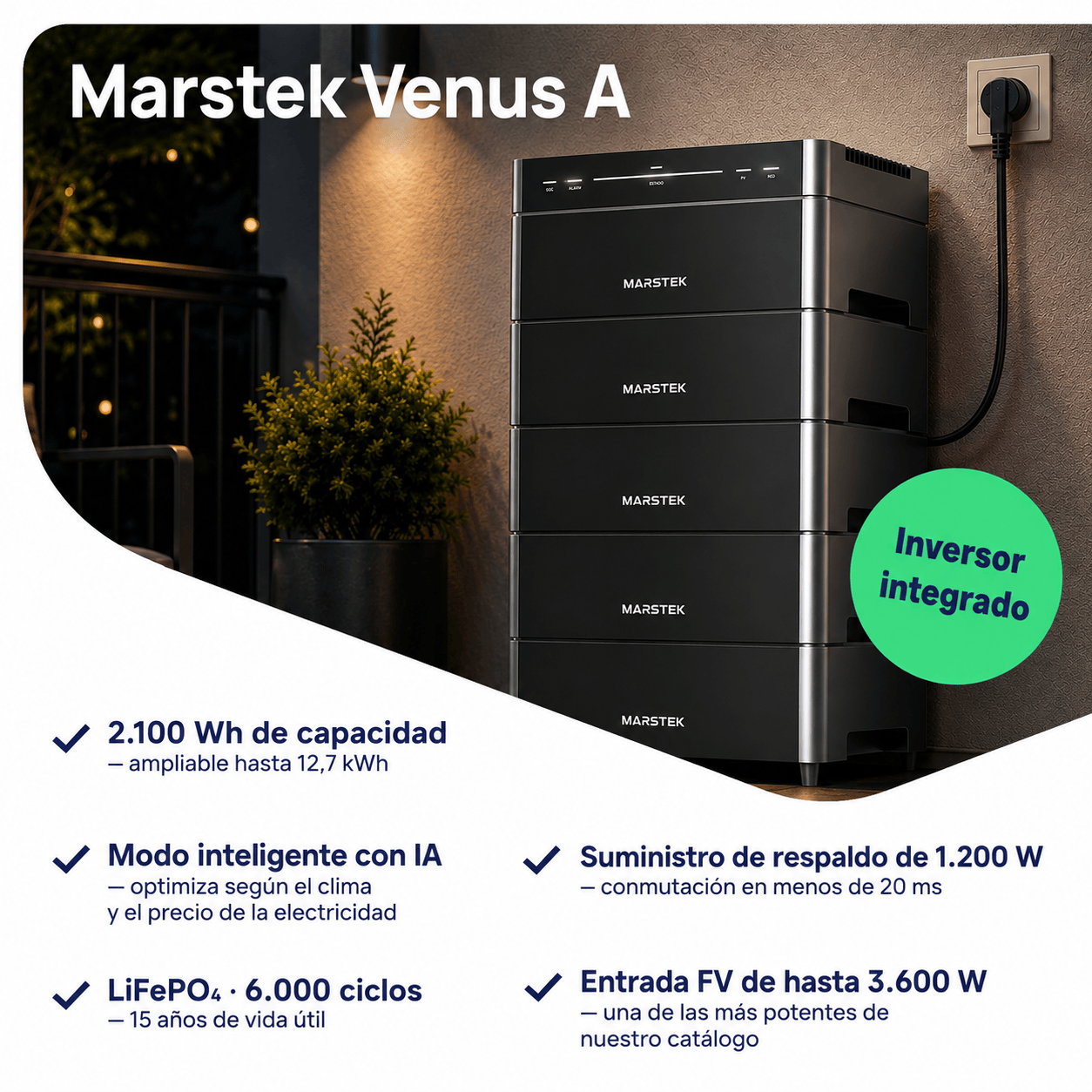 Solfuerza Lite 2.000 W + Marstek Venus A | Plug & Play