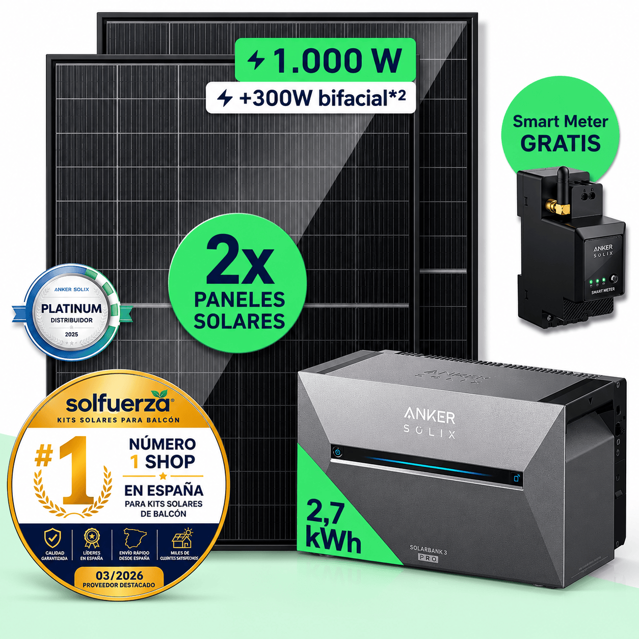 SolFuerza Lite 1000W + Anker Solarbank 3 Pro – Kit solar balcón completo