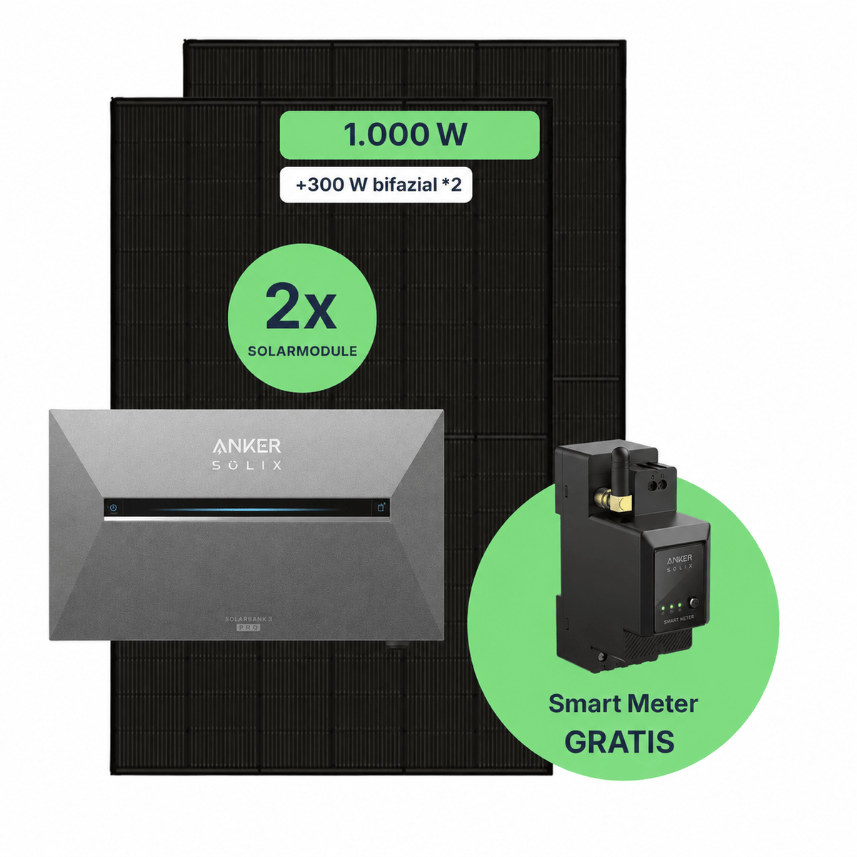 Kit Solar 1000W con Batería Anker SOLIX Solarbank 3 Pro para Autoconsumo