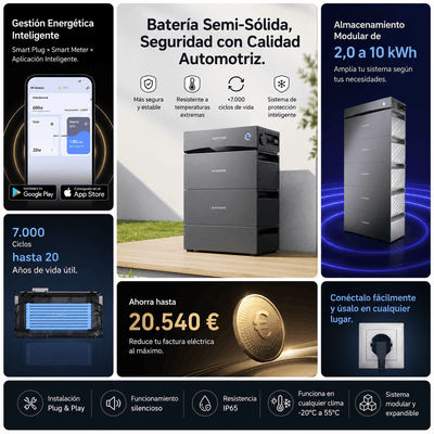Kit Solar 800W con Batería Sunshare Glory 2.0kWh para Autoconsumo | Plug & Play